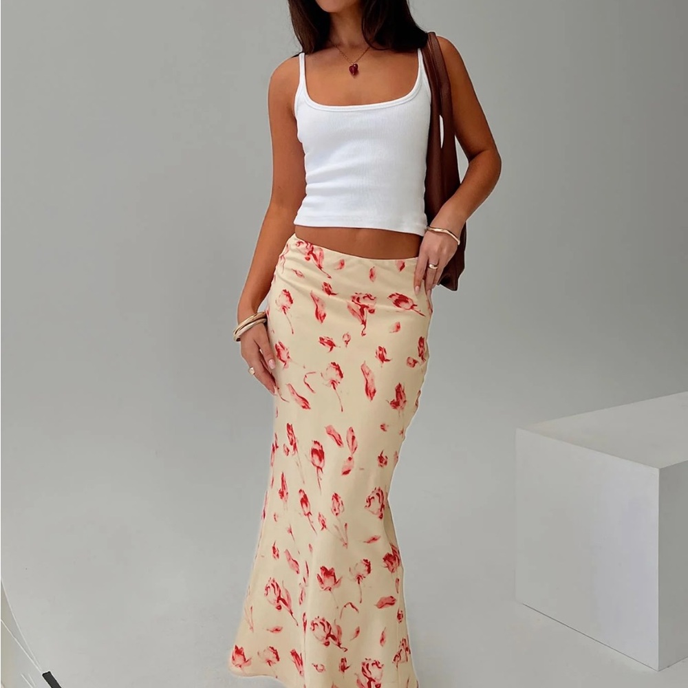 Princess Polly Mangoes Maxi Skirt Cream NWT